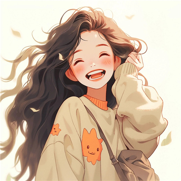 笑的灿烂秋天女生动漫头像图片