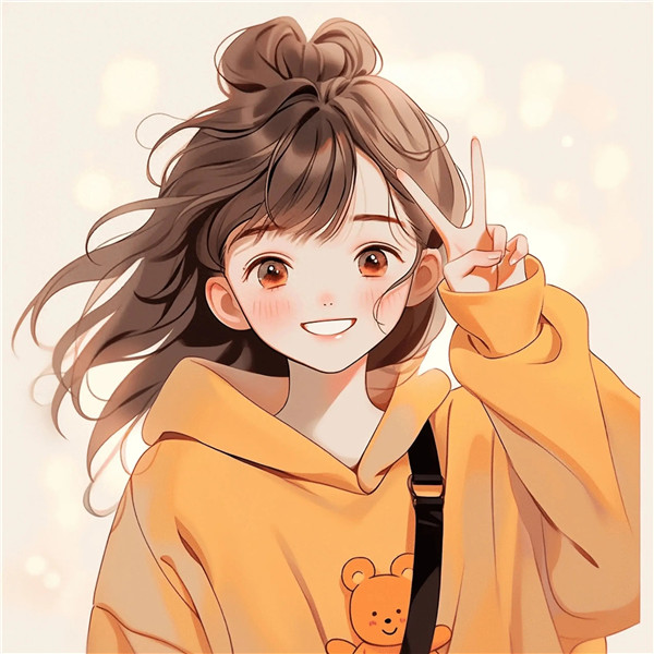 笑的灿烂秋天女生动漫头像图片