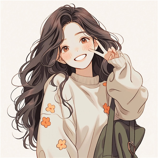 笑的灿烂秋天女生动漫头像图片
