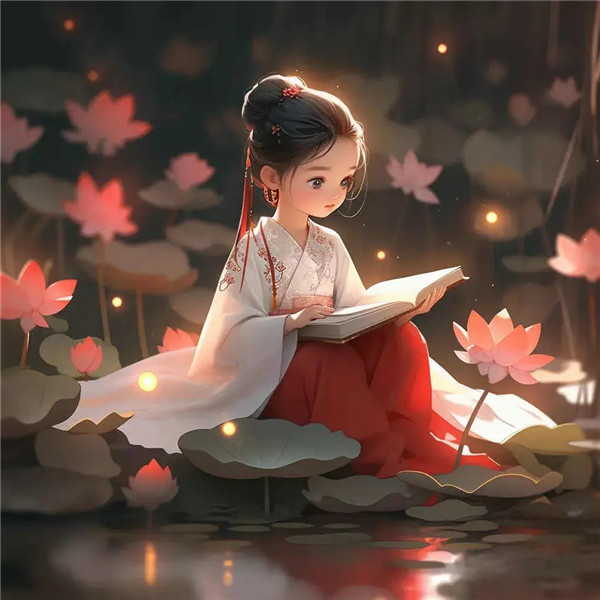 学习中清新淡雅荷花系女生头像图片