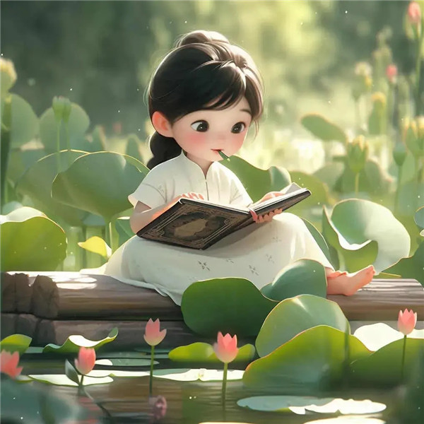 学习中清新淡雅荷花系女生头像图片