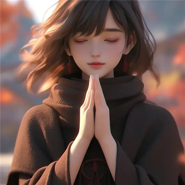双手合十动漫女生头像