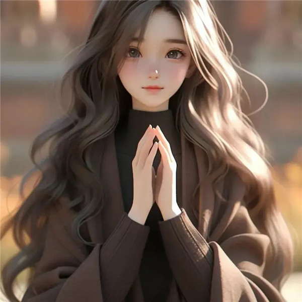 双手合十动漫女生头像