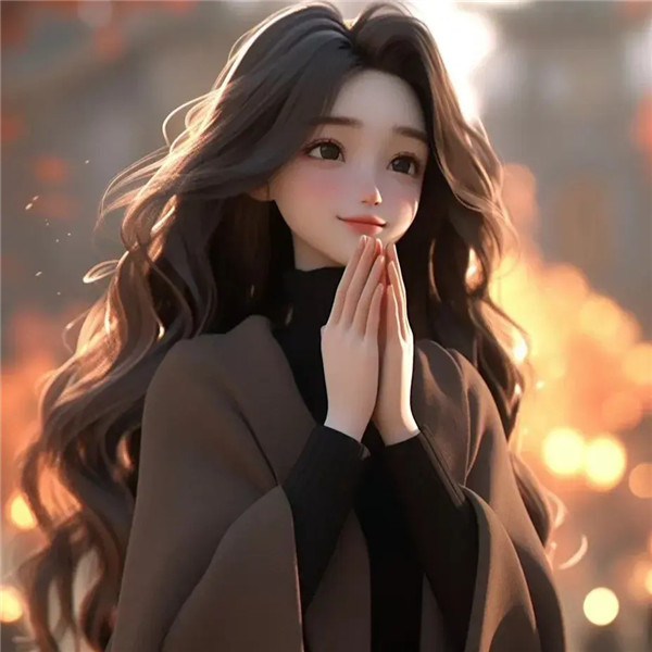 双手合十动漫女生头像