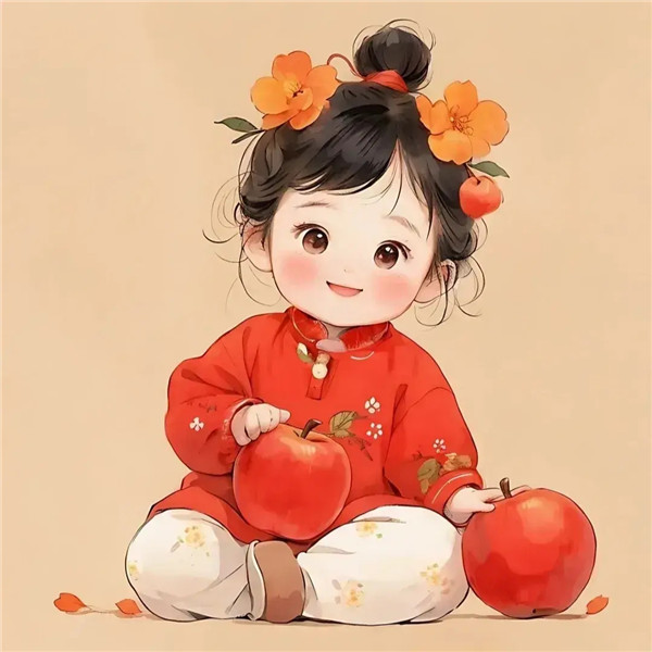 可爱快乐吉祥小女孩动漫头像图片