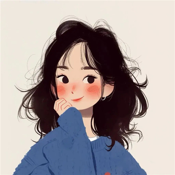 淡蓝色系手绘简单女孩子头像图片
