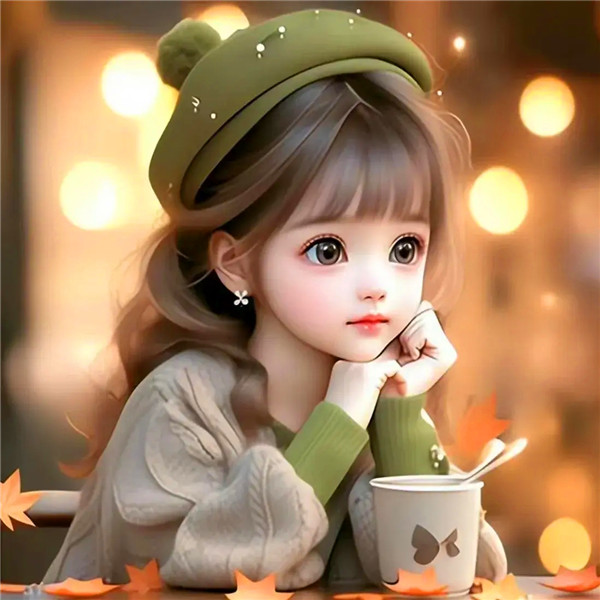喝奶茶唯美女生动漫头像图片