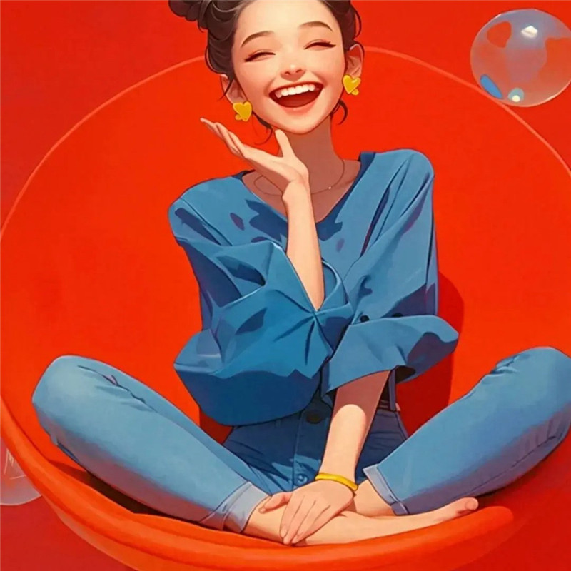 治愈系灿烂笑容动漫女孩头像图片
