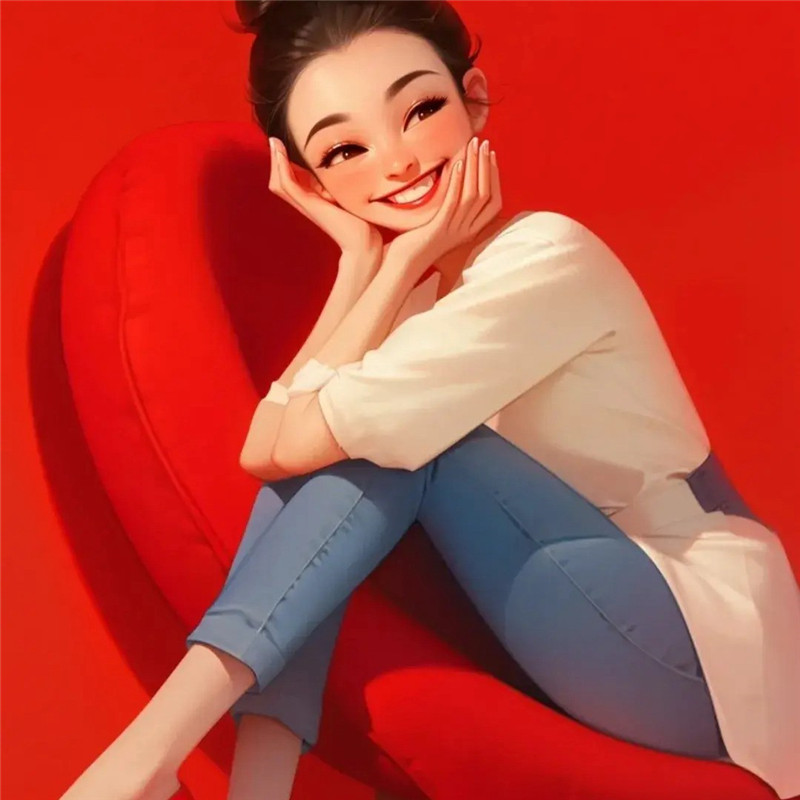 治愈系灿烂笑容动漫女孩头像图片