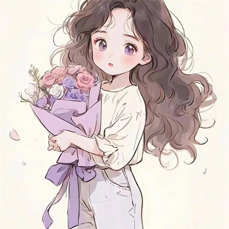 浪漫捧花动漫少女头像图片