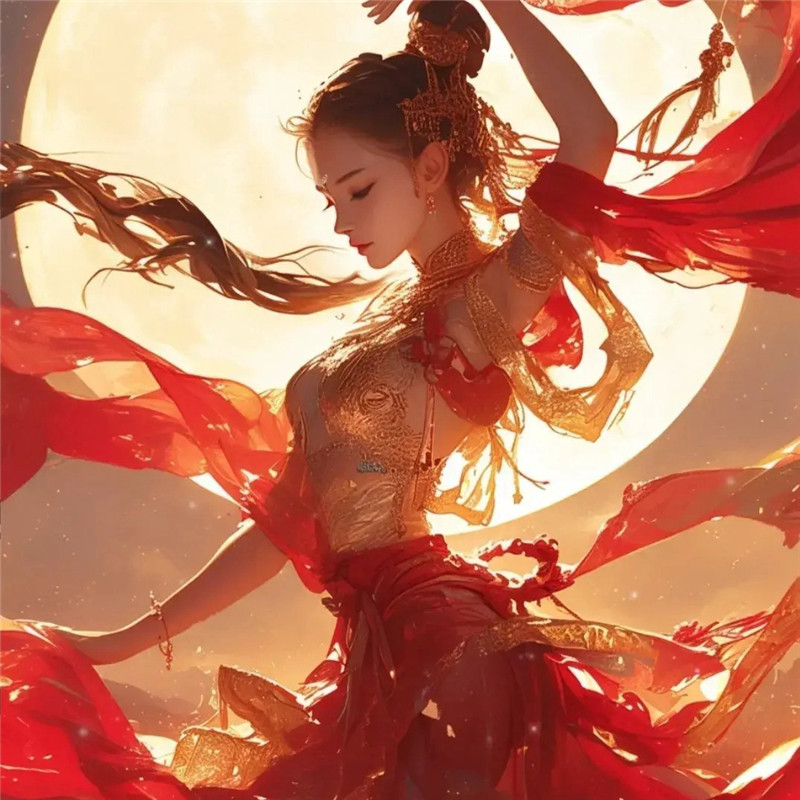 红色系舞动女生动漫头像图片