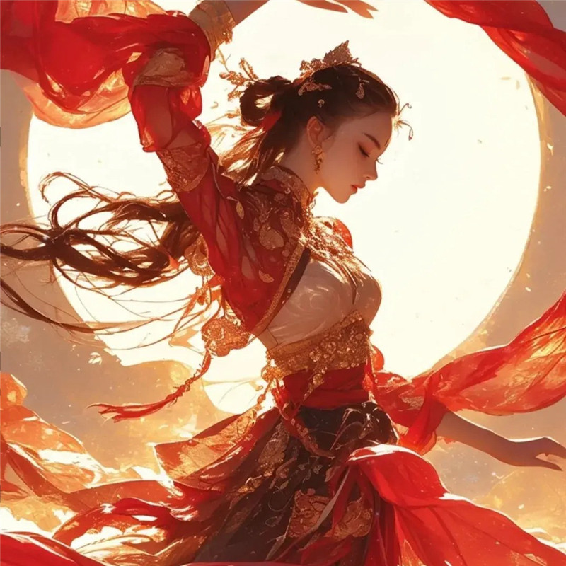 红色系舞动女生动漫头像图片