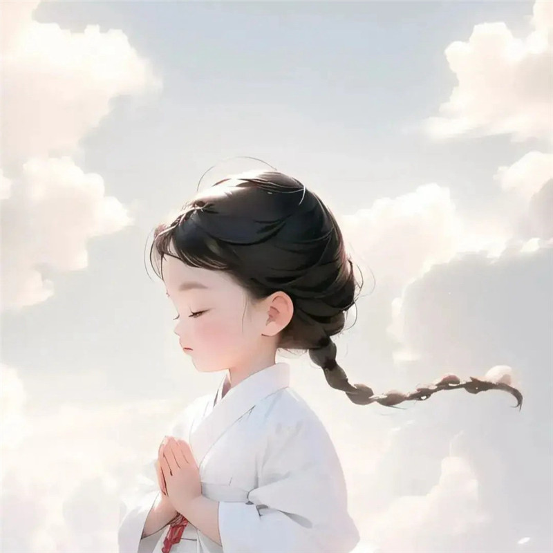 动漫小女孩双手合十祈祷头像图片