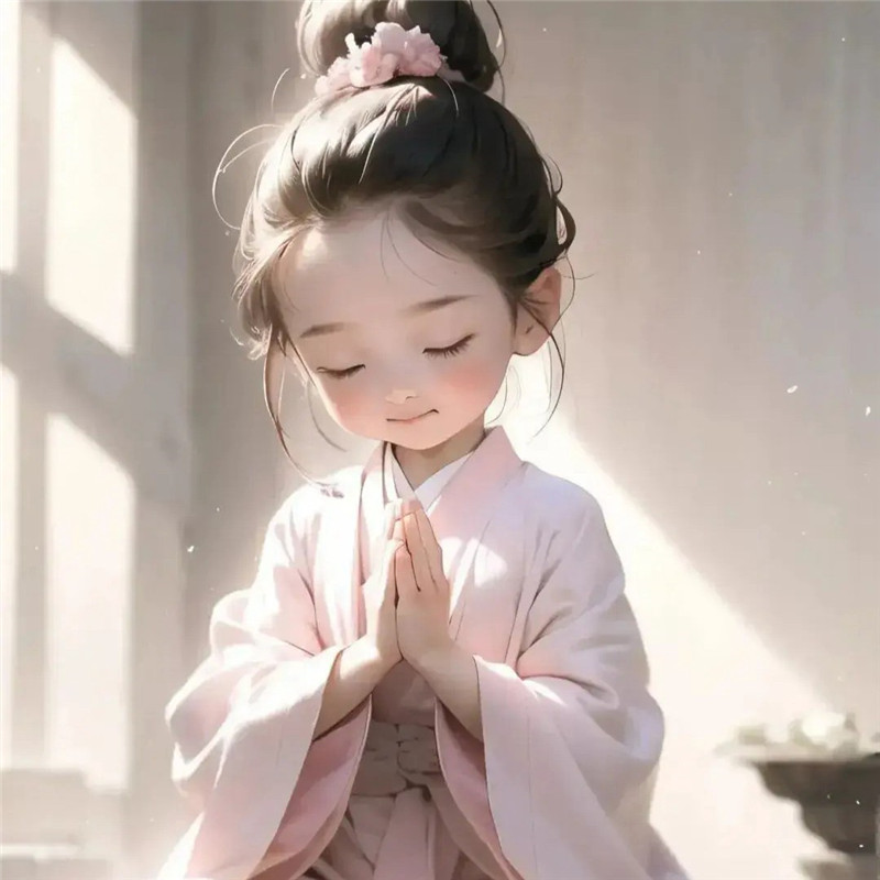 动漫小女孩双手合十祈祷头像图片