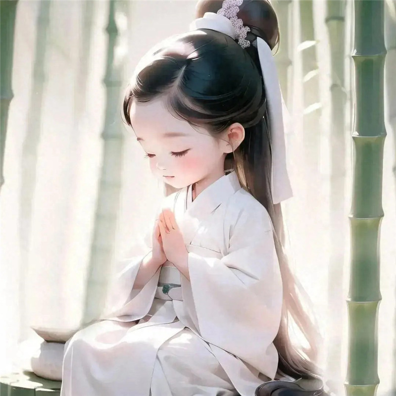 动漫小女孩双手合十祈祷头像图片