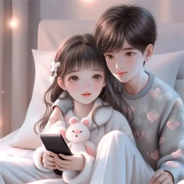 不离不弃相守一辈子的相互依偎动漫情侣头像图片