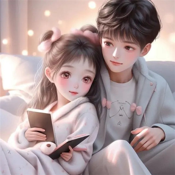 不离不弃相守一辈子的相互依偎动漫情侣头像图片