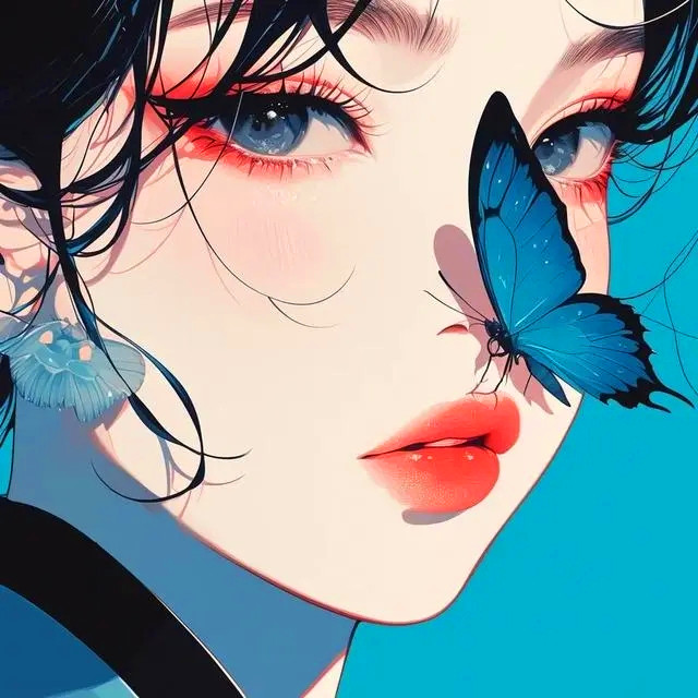 一男一女高冷蝴蝶动漫情侣头像图片