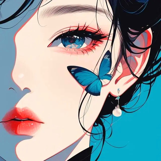 一男一女高冷蝴蝶动漫情侣头像图片