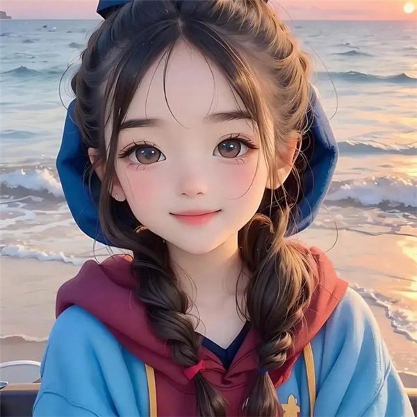 海边动漫女生创意头像图片