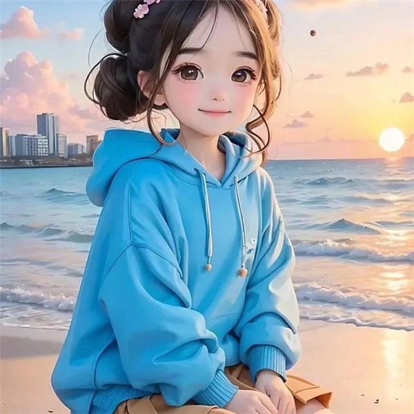 海边动漫女生创意头像图片