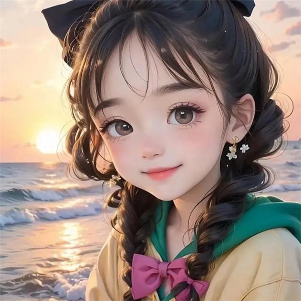海边动漫女生创意头像图片
