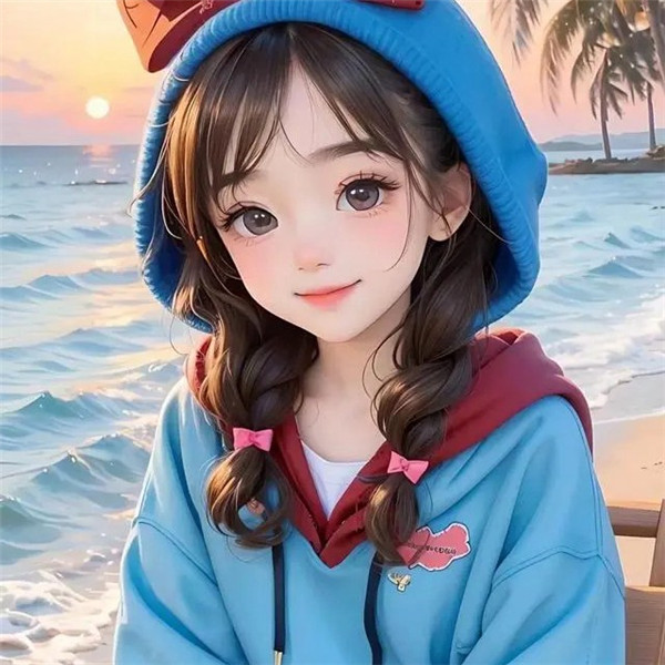 海边动漫女生创意头像图片