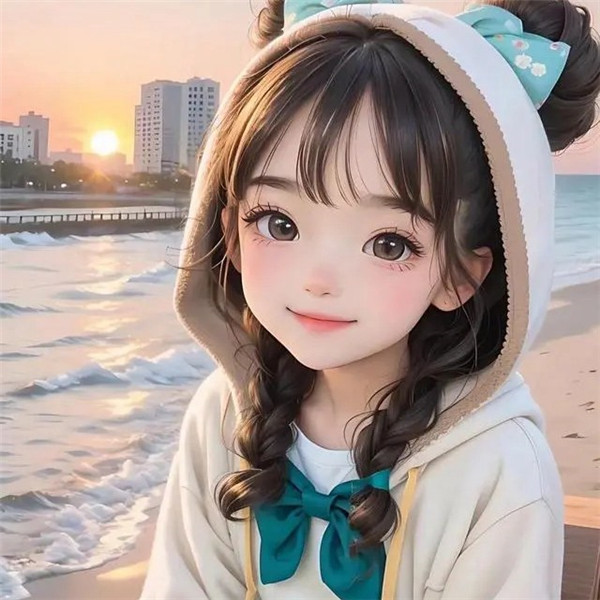 海边动漫女生创意头像图片