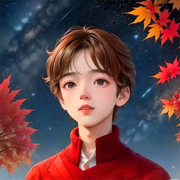 秋天一男一女动漫情侣头像图片