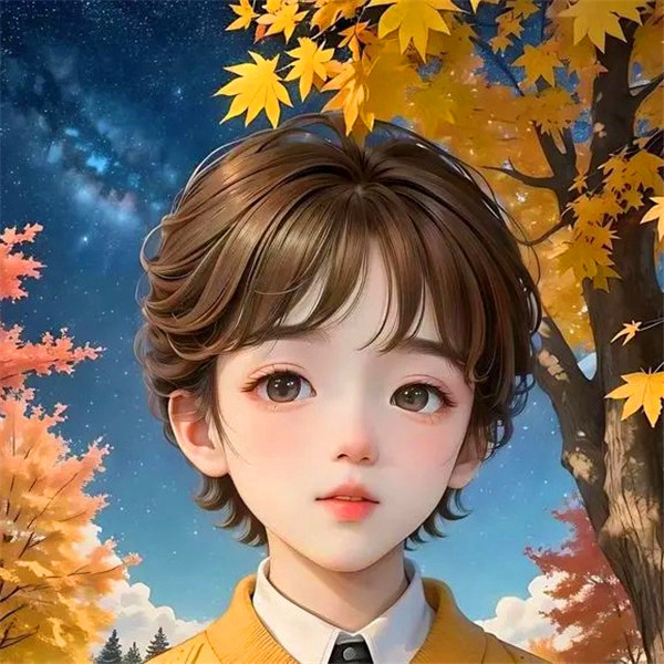秋天一男一女动漫情侣头像图片
