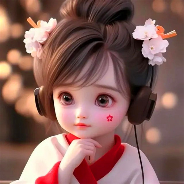 女生戴耳机听歌动漫头像图片