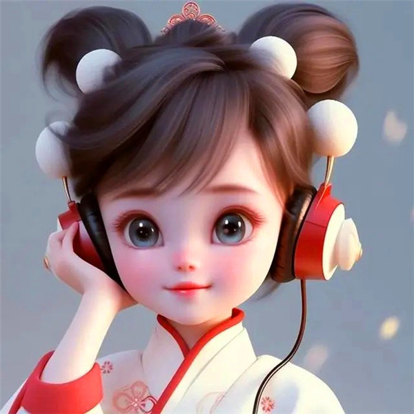 女生戴耳机听歌动漫头像图片