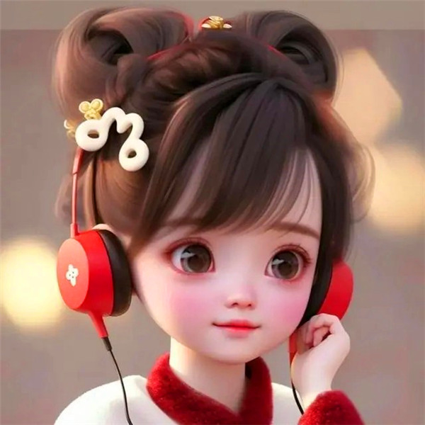 女生戴耳机听歌动漫头像图片