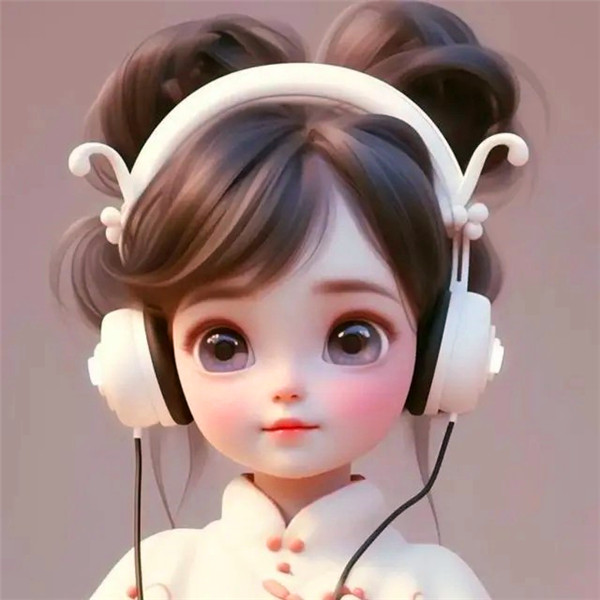 女生戴耳机听歌动漫头像图片