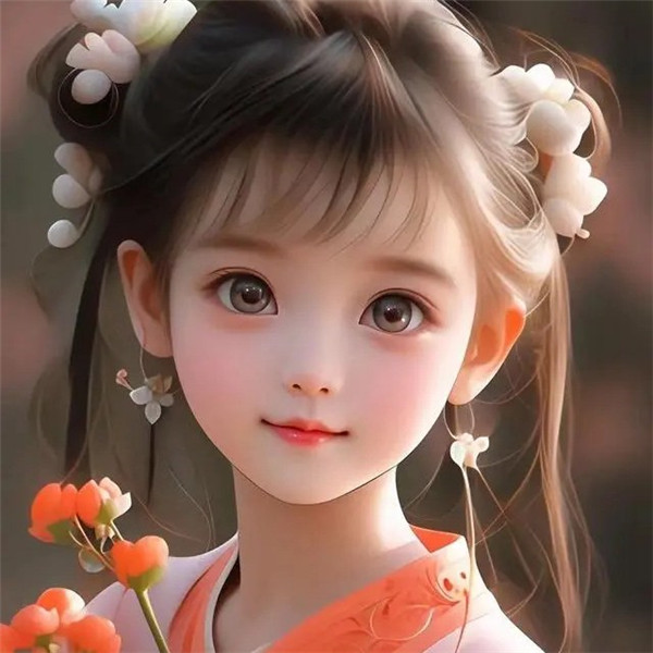 手里拿花的古风动漫小女孩头像图片