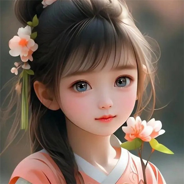 手里拿花的古风动漫小女孩头像图片