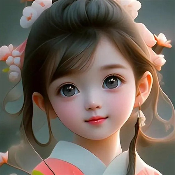 手里拿花的古风动漫小女孩头像图片