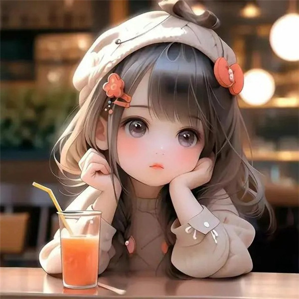 可爱奶茶女孩卡通头像图片