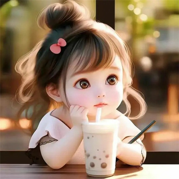 可爱奶茶女孩卡通头像图片