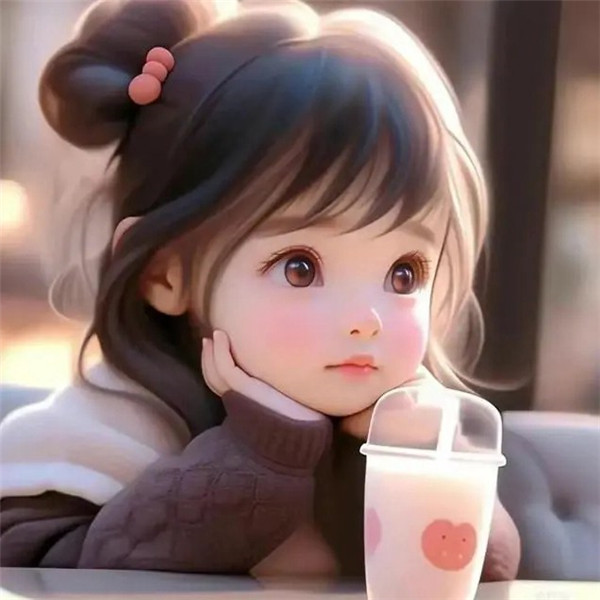 可爱奶茶女孩卡通头像图片
