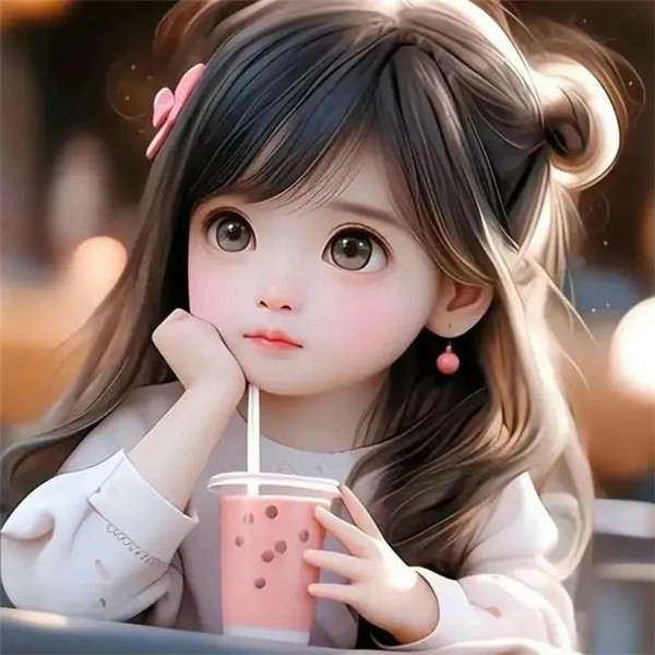 可爱奶茶女孩卡通头像图片