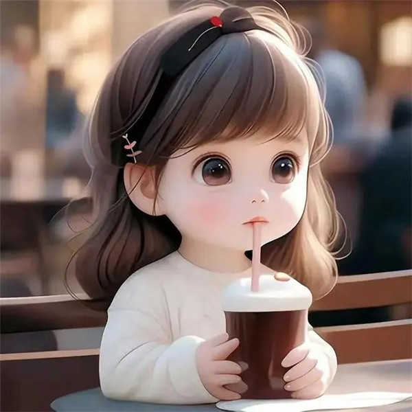 可爱奶茶女孩卡通头像图片