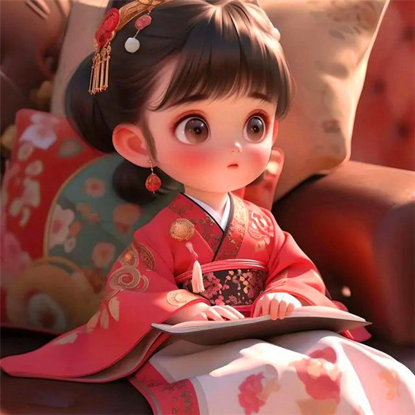 清雅文艺读书古风动漫小女孩头像图片