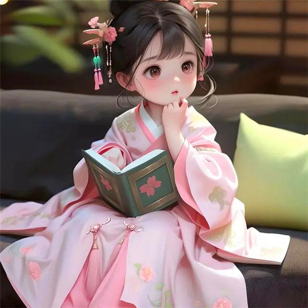 清雅文艺读书古风动漫小女孩头像图片