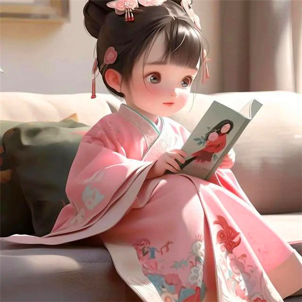 清雅文艺读书古风动漫小女孩头像图片