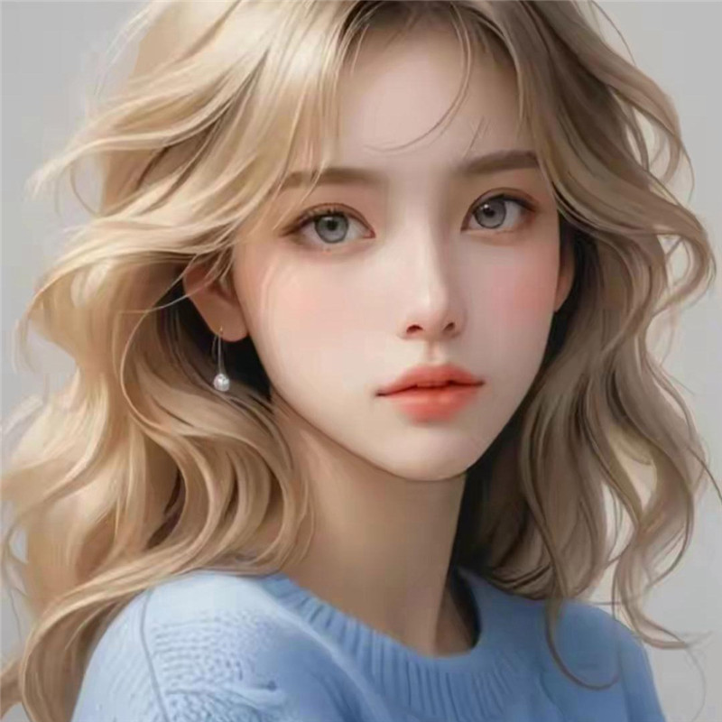 精致蓝毛衣金发碧眼的美女头像图片