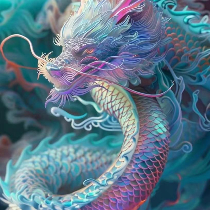 彩色梦幻的龙头像图片