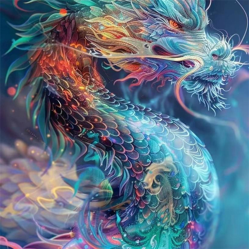 彩色梦幻的龙头像图片