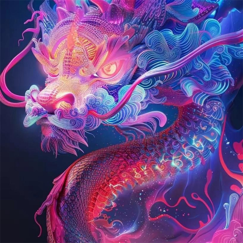 彩色梦幻的龙头像图片