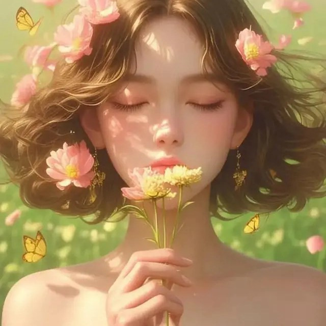 浪漫鲜花女生头像图片
